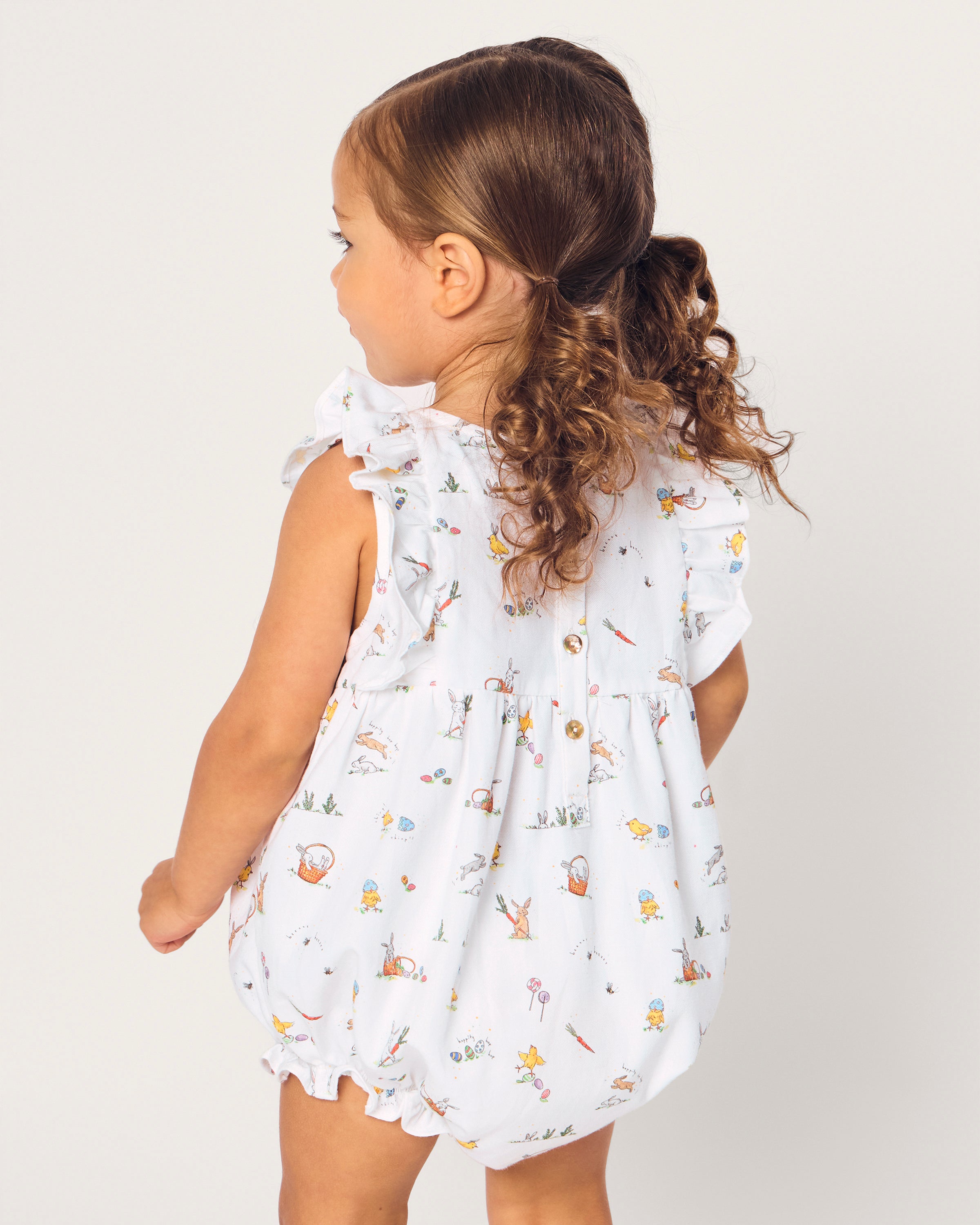 Baby's Twill Ruffled Romper in Easter Frolic