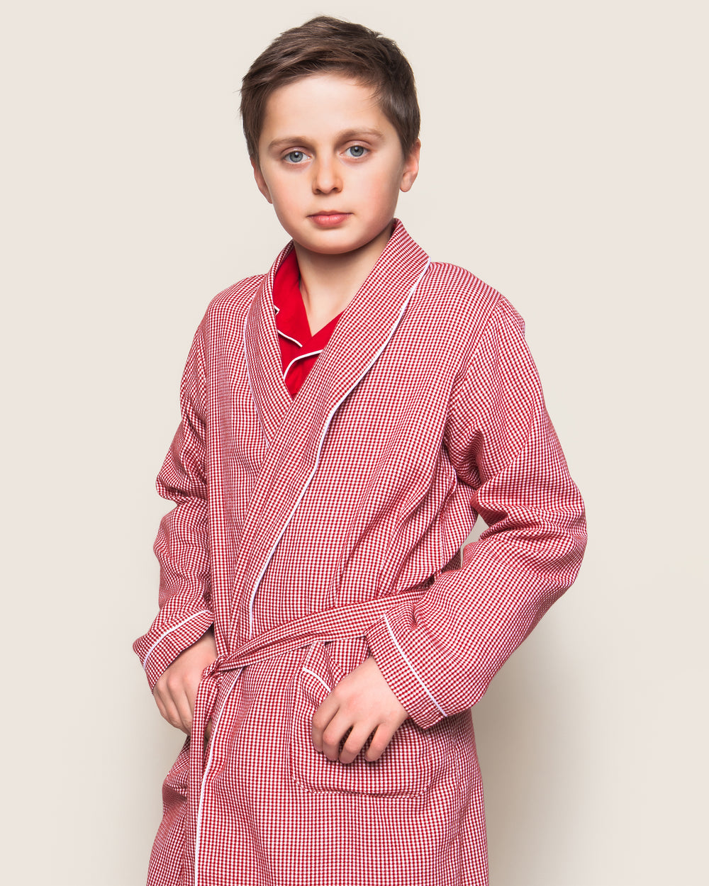 Children's Red Mini Gingham Robe | Petite Plume