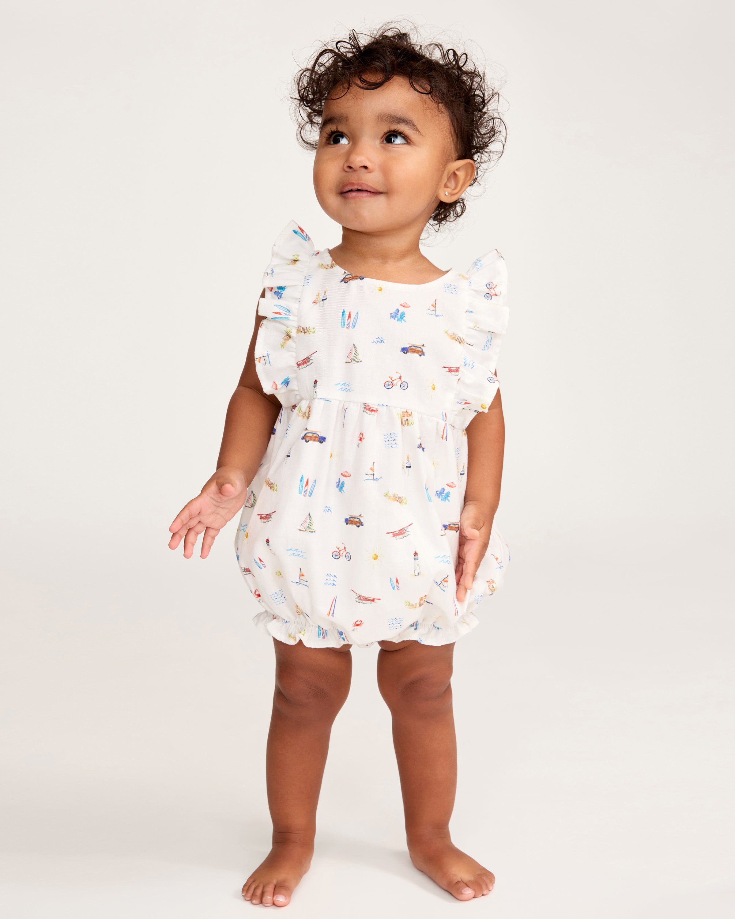 Baby's Twill Ruffled Romper in Summer Nostalgia