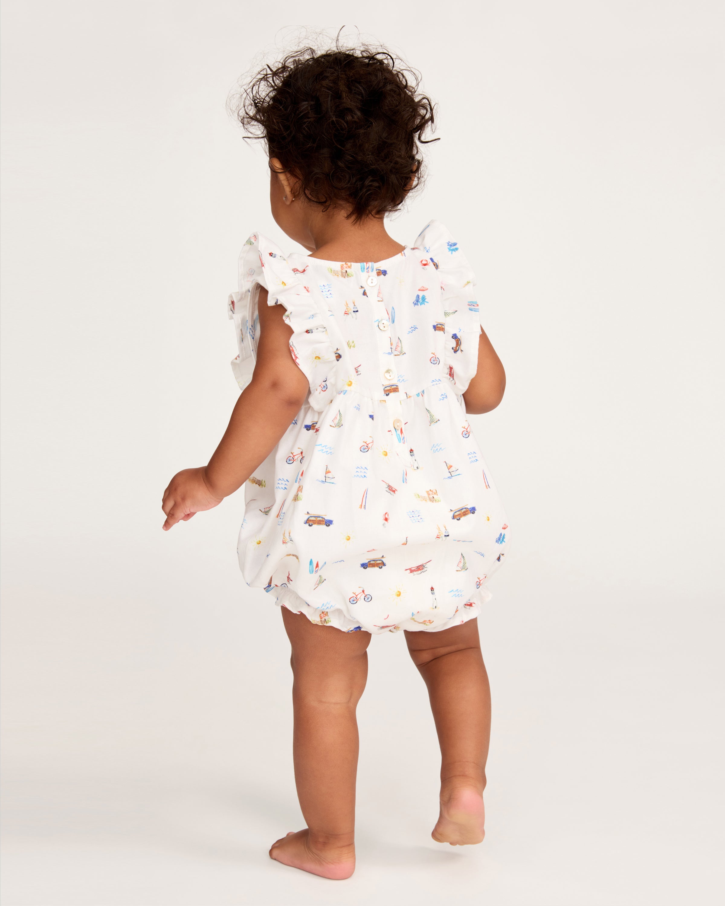 Baby's Twill Ruffled Romper in Summer Nostalgia
