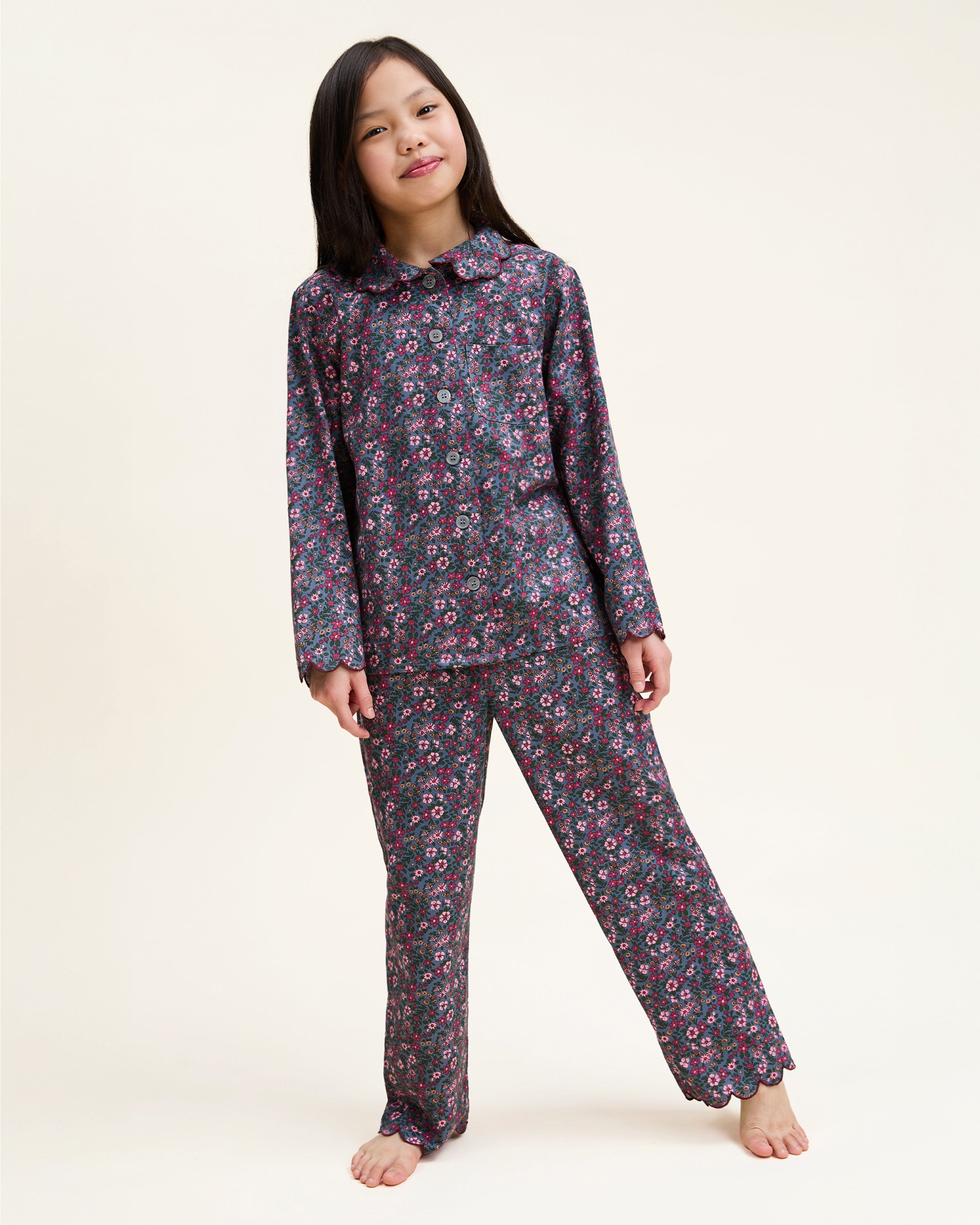 Kid's Twill Colette Pajama Set in Fleurs de Saison