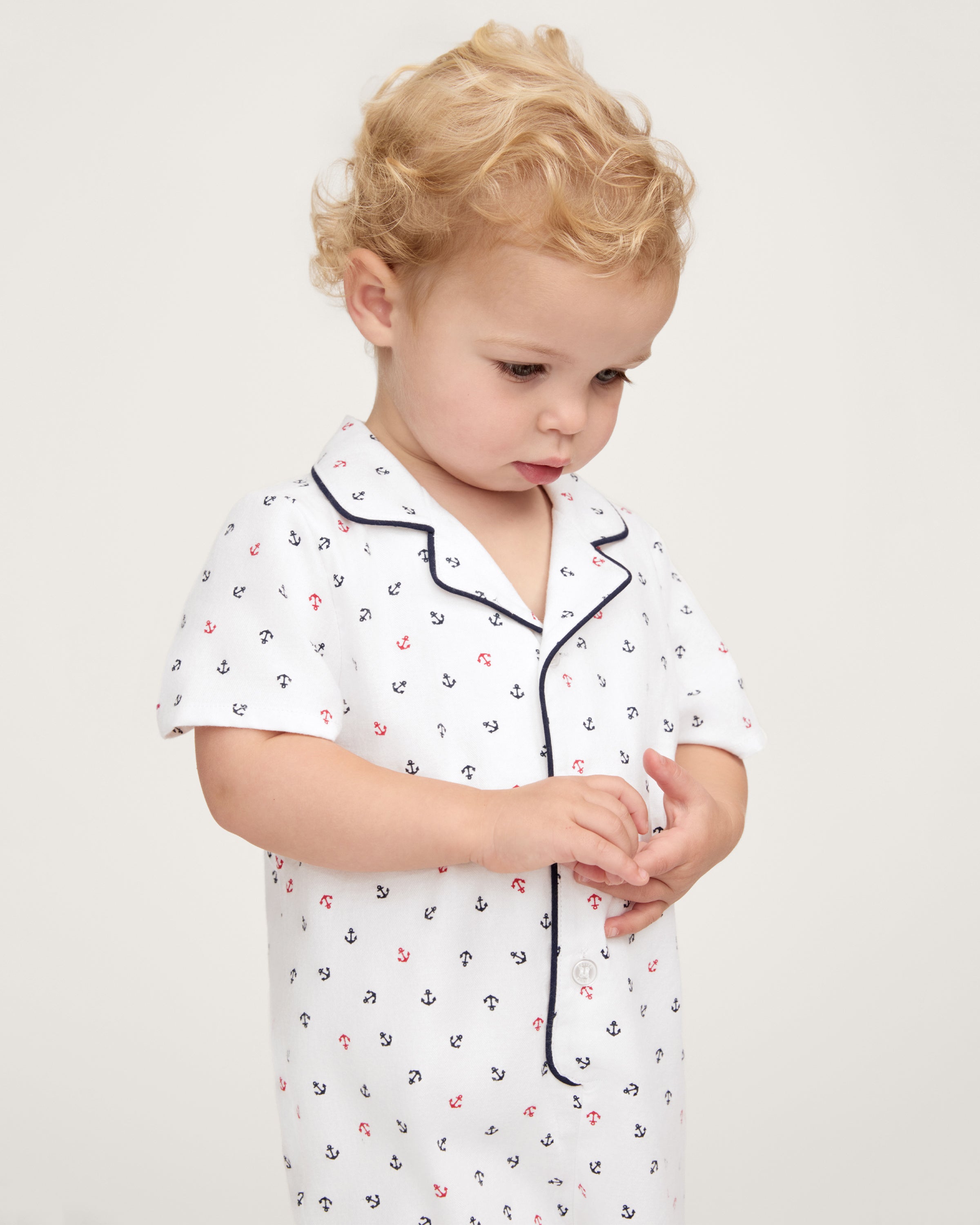 Baby's Twill Summer Romper in Anchors Away White