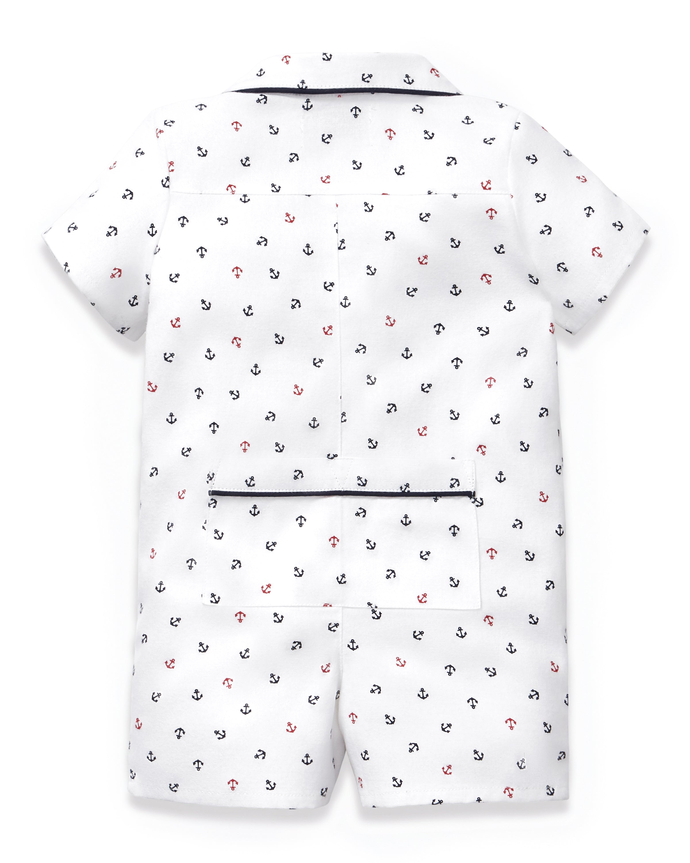Baby's Twill Summer Romper in Anchors Away White