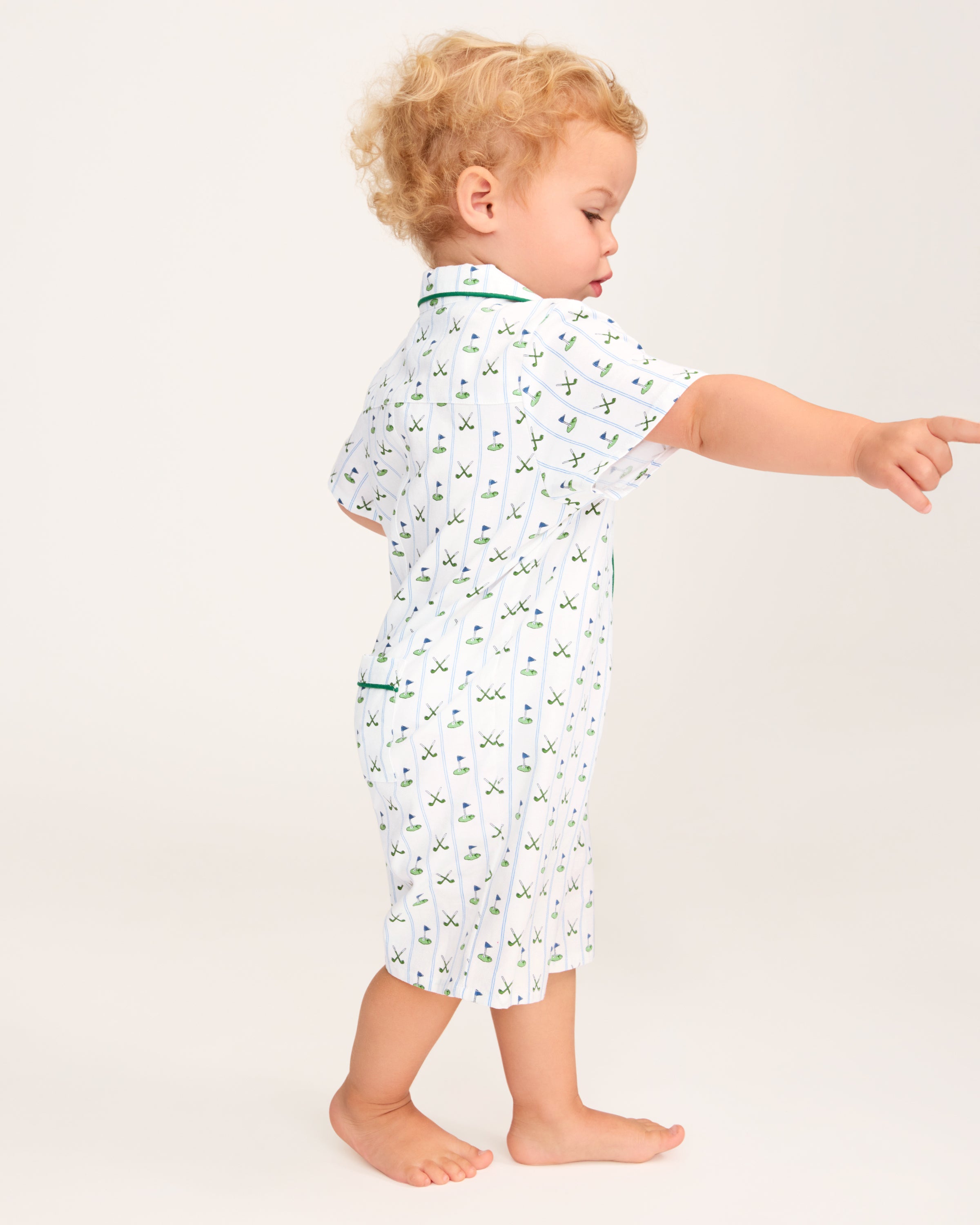 Baby's Twill Summer Romper in Fairway Stripe