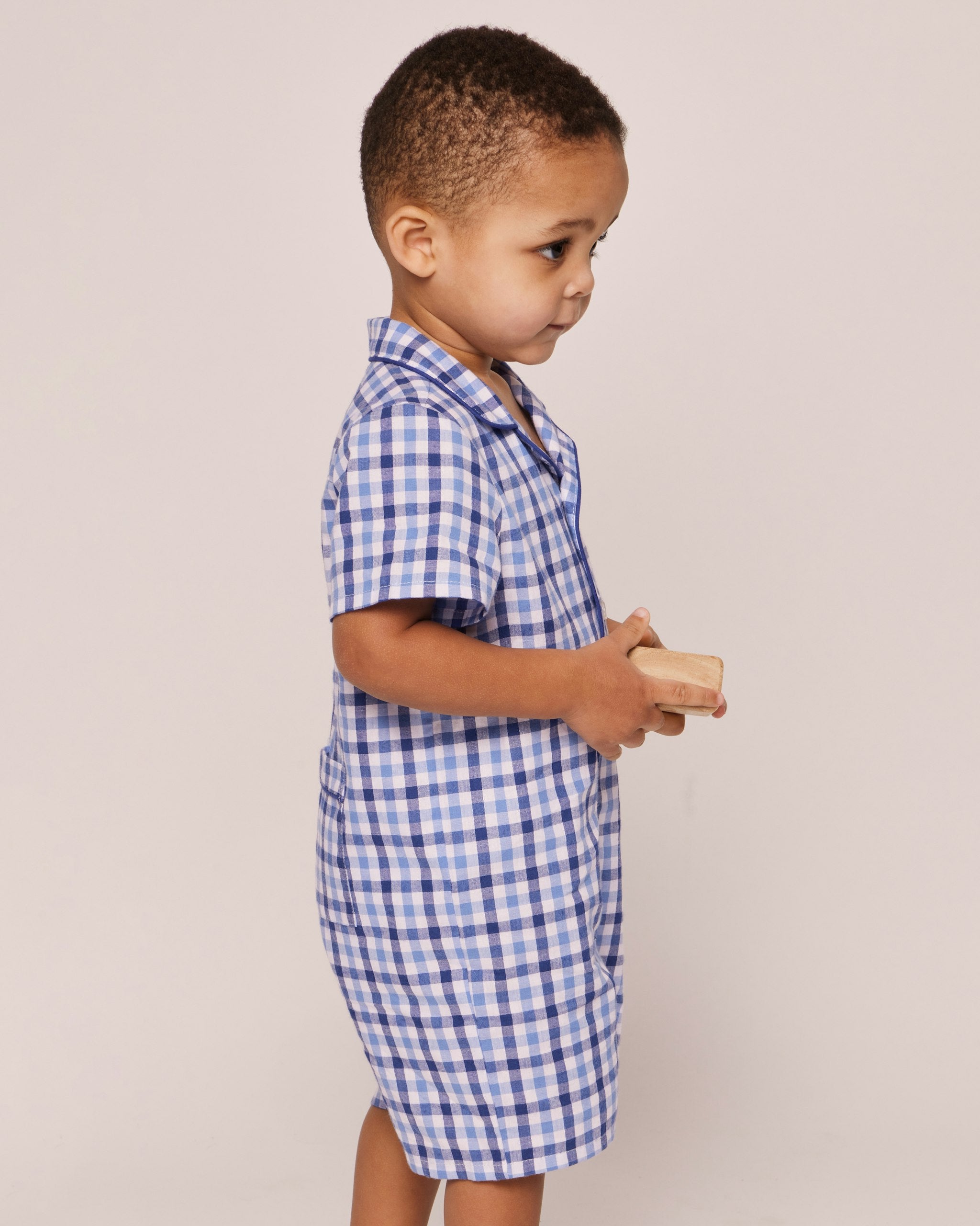 Baby's Twill Summer Romper in Royal Blue Gingham in Royal Blue Gingham#Color_Royal Blue Gingham