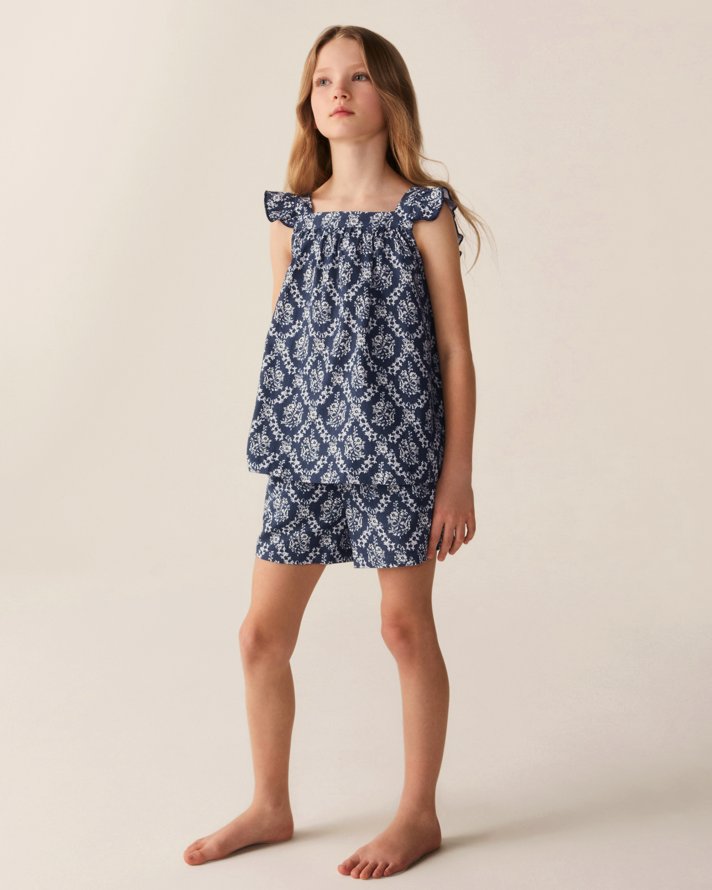 Girl's Twill Clara Short Set in Innkeeper Trellis