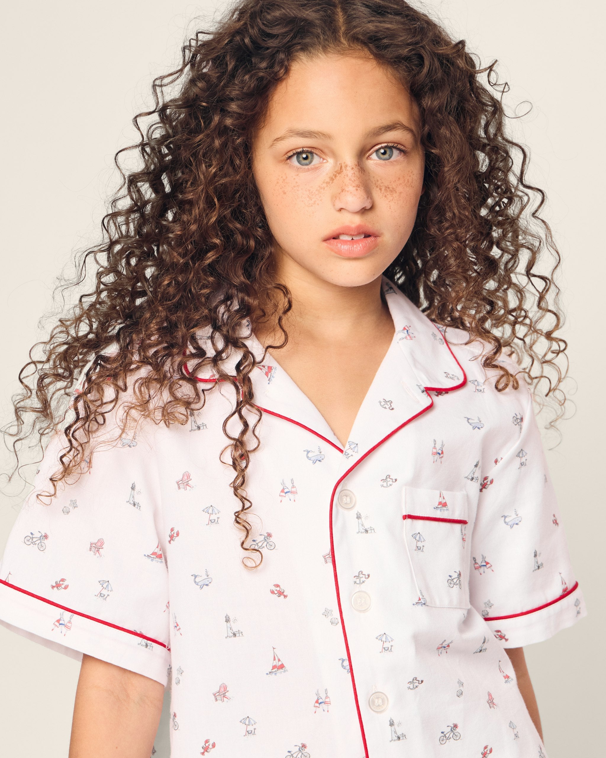Kid's Twill Short Set in Anchors Away in Coastal Charms#Color_Coastal Charms