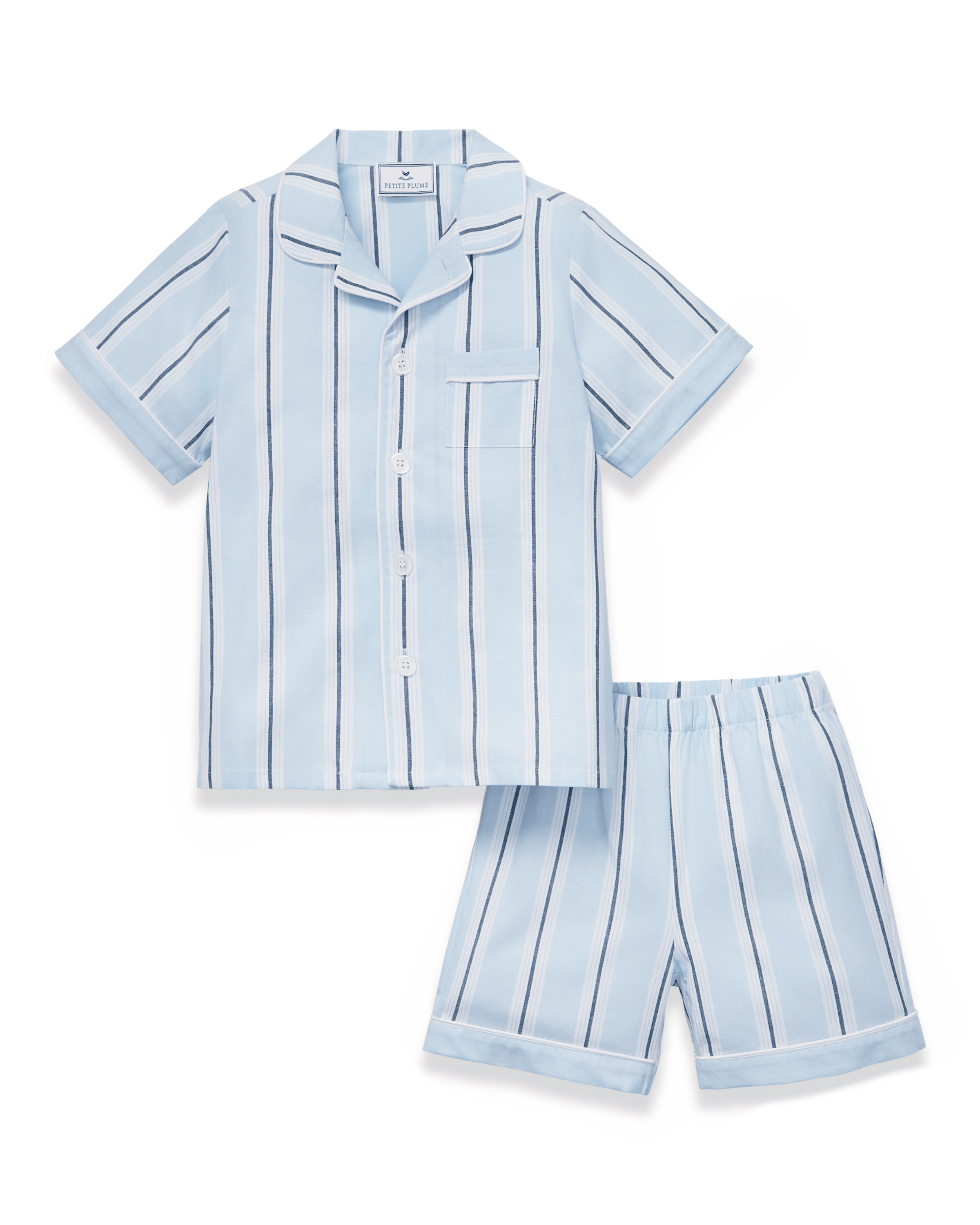 Kid's Twill Pajama Short Set in Coastal Stripe
