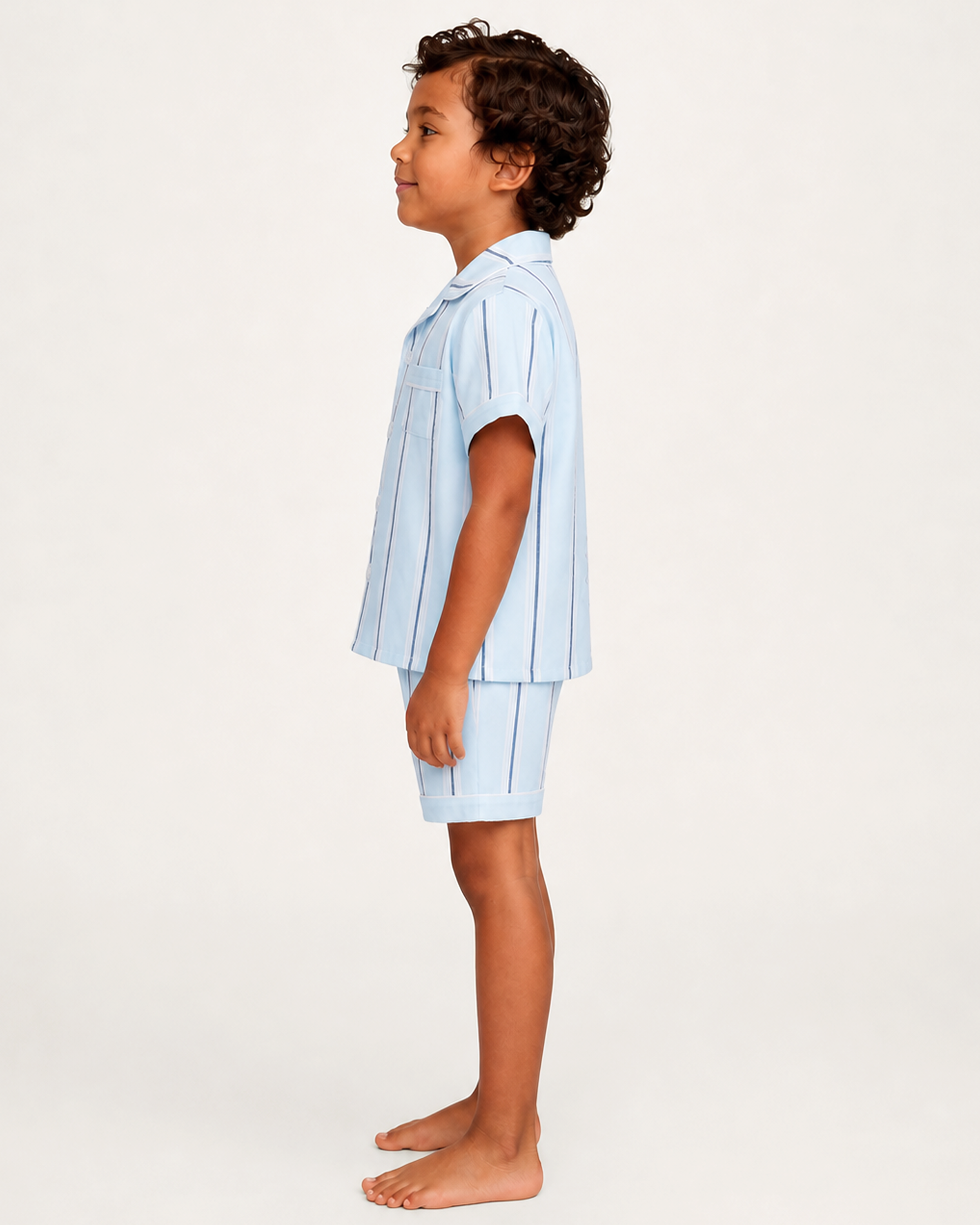Kid's Twill Pajama Short Set in Coastal Stripe