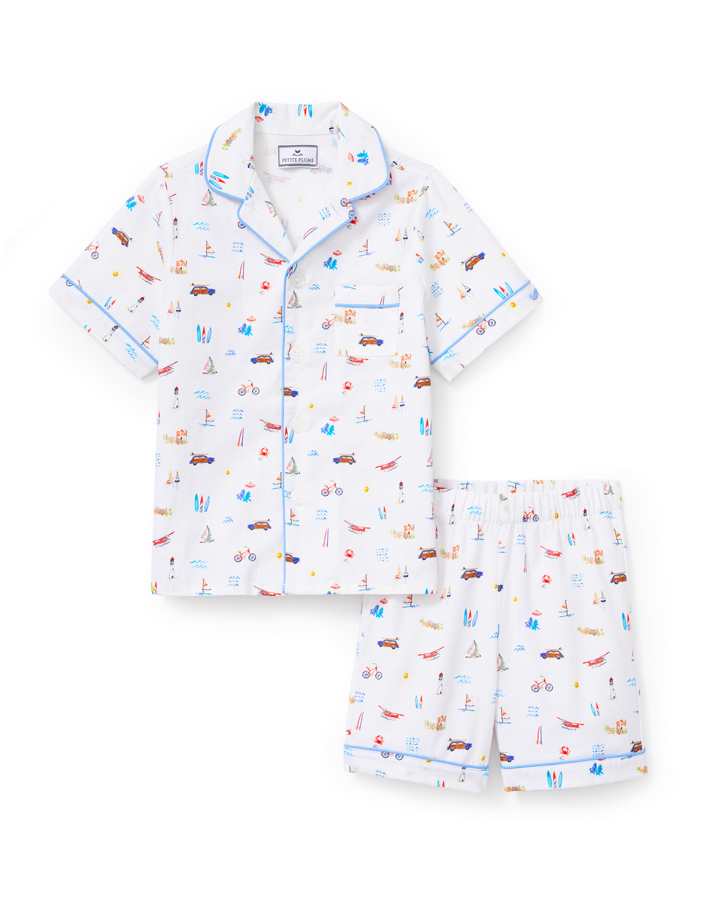 Kid's Twill Pajama Short Set in Summer Nostalgia