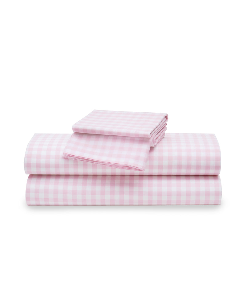 Luxe Premium Cotton Pink Gingham Bed Sheets Petite Plume