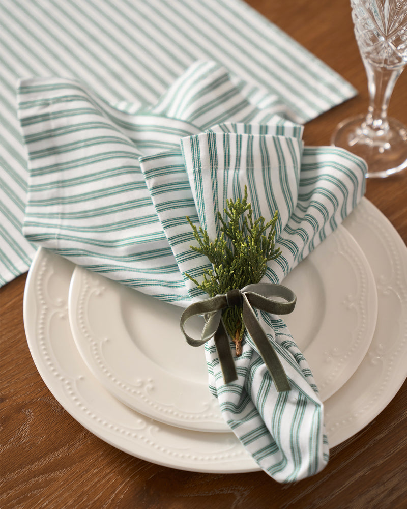 Signature Emerald Ticking Table Linen
