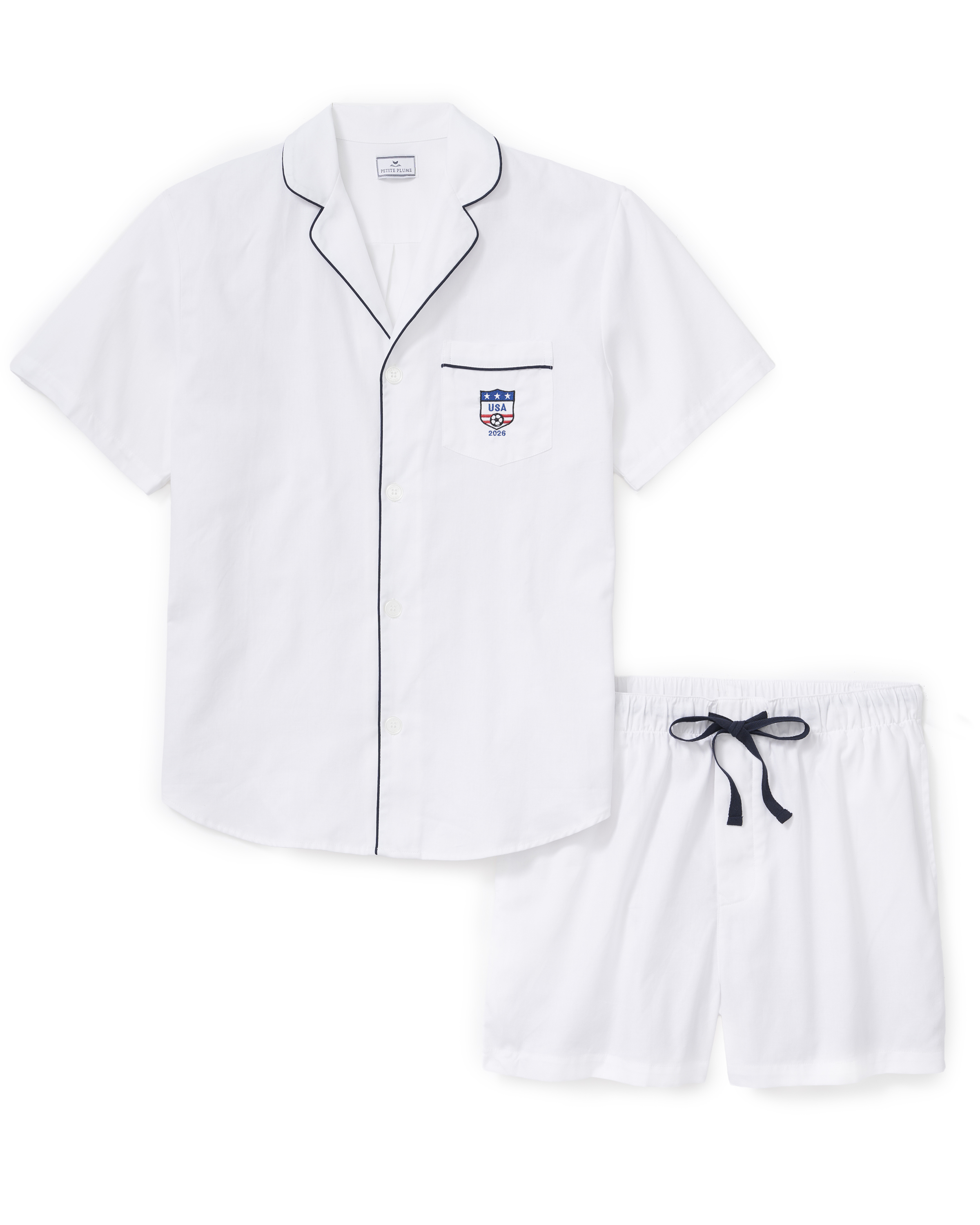 Men's Twill Pajama Short Set with Team USA Custom Embroidery
