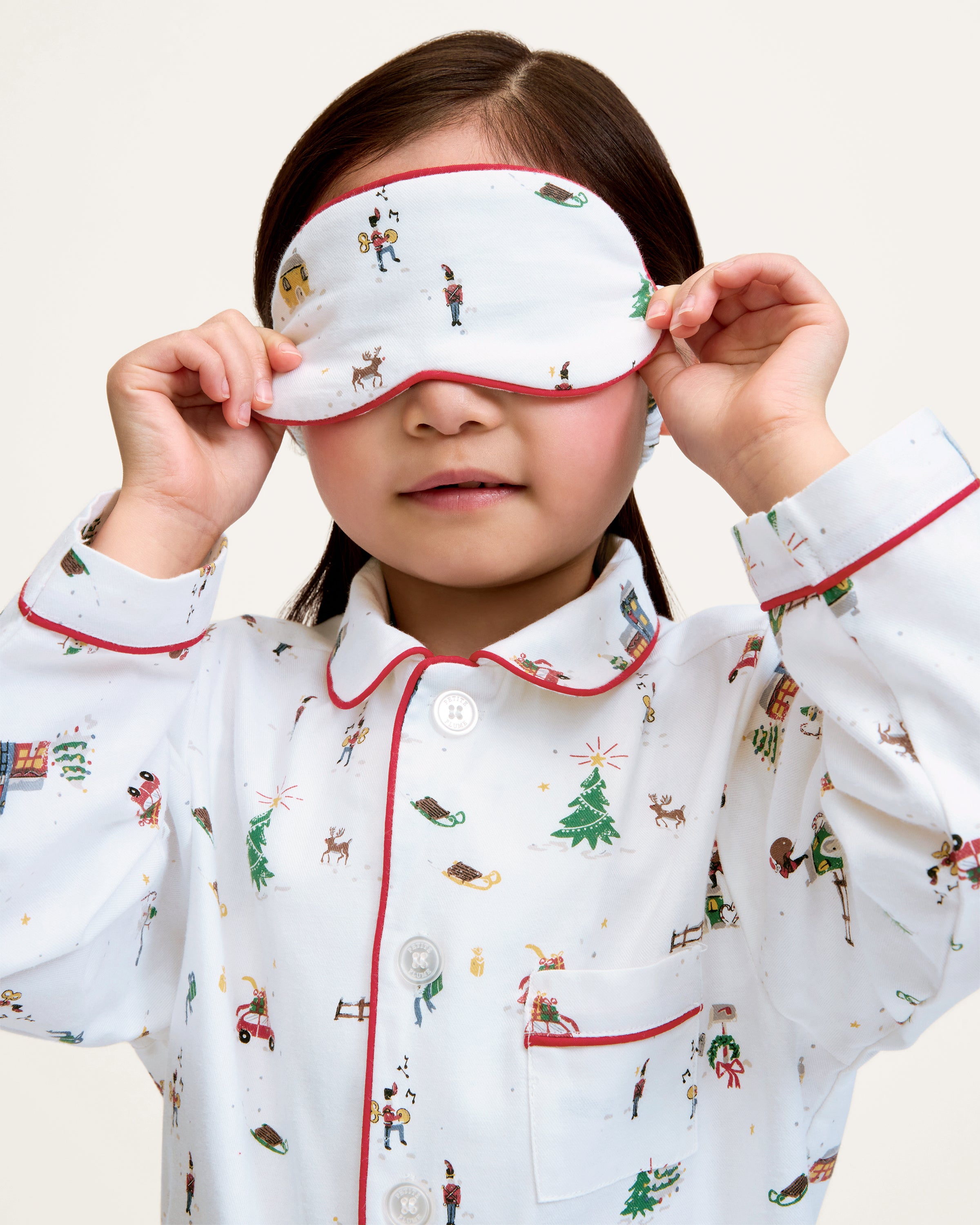 Kid's Twill Sleep Mask in Holiday Town