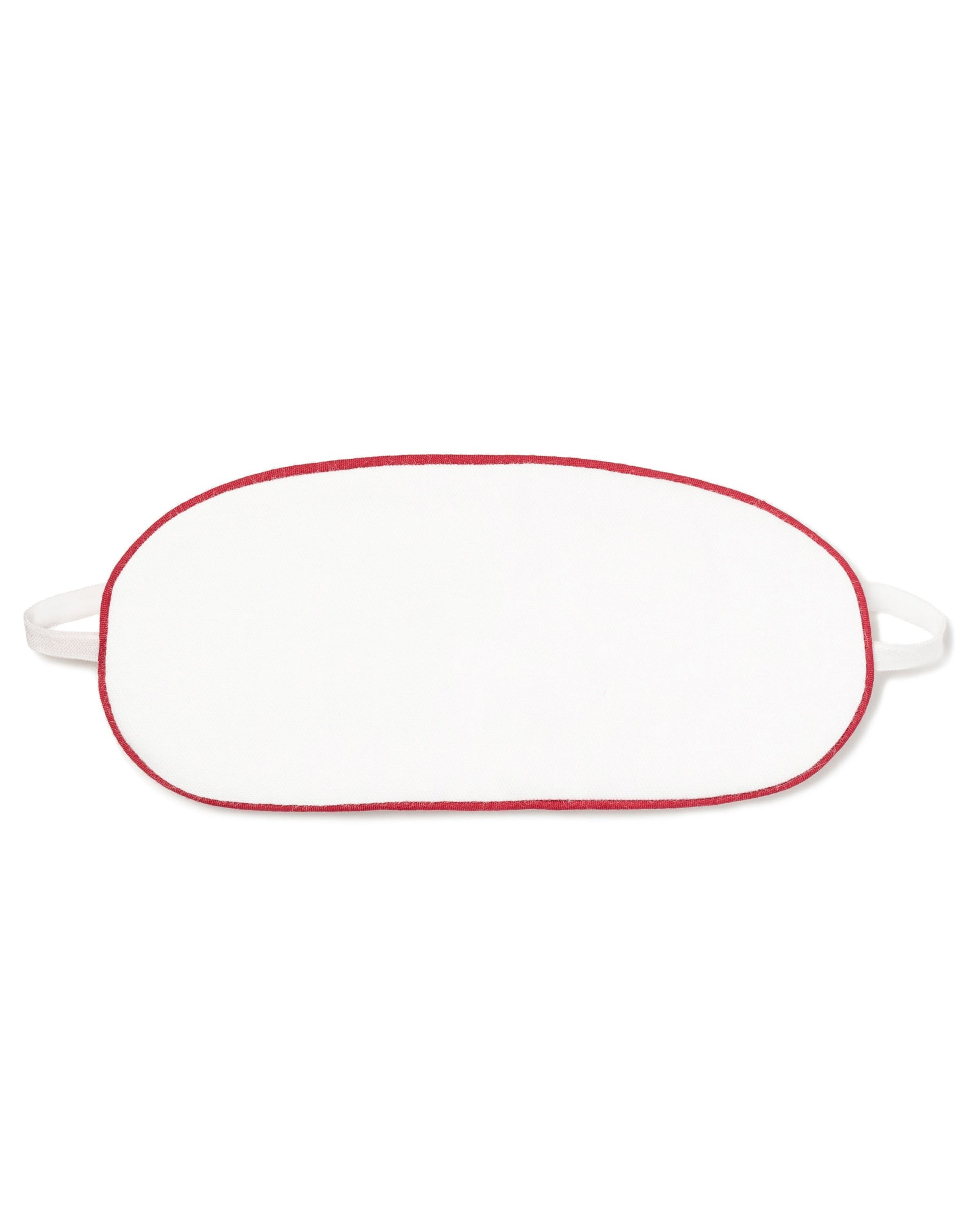 Kid's Twill Sleep Mask in White with Red Piping