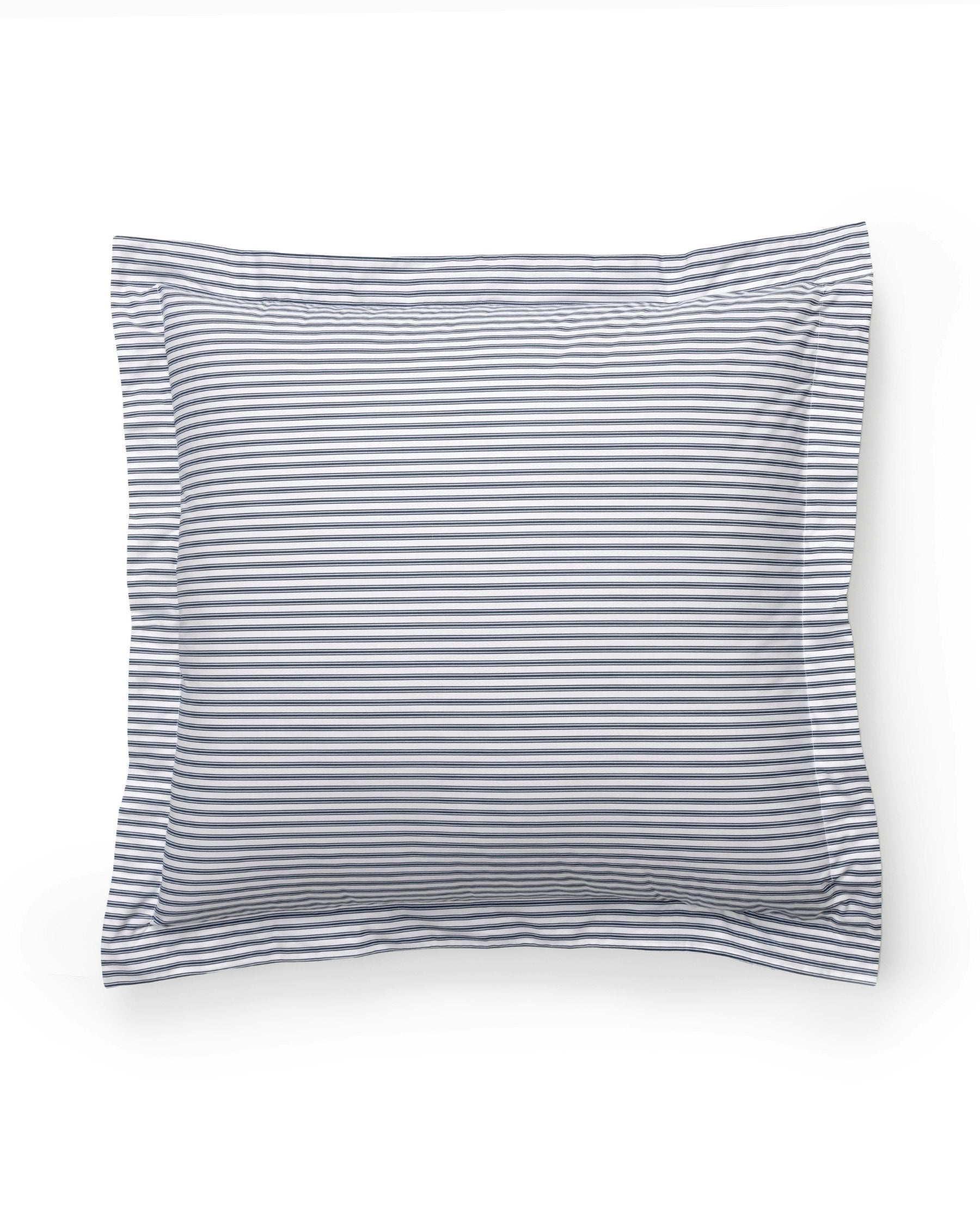 Luxe Premium Cotton Euro Sham in White with Navy Pipin in Navy French Ticking#Color_Navy French Ticking