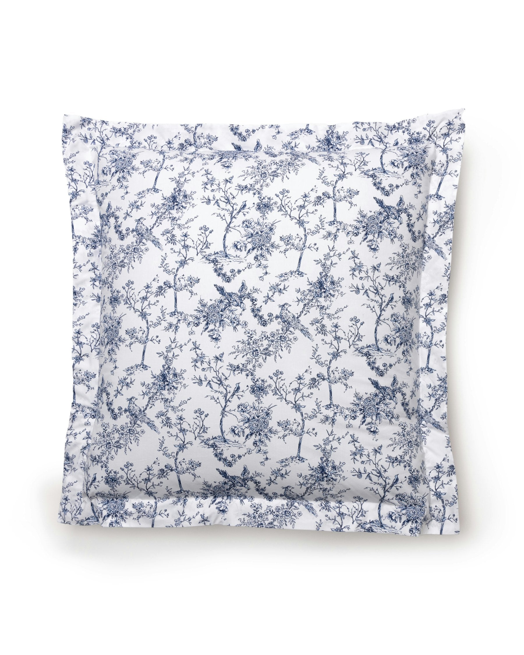 Luxe Premium Cotton Euro Sham in White with Navy Pipin in Timeless Toile#Color_Timeless Toile