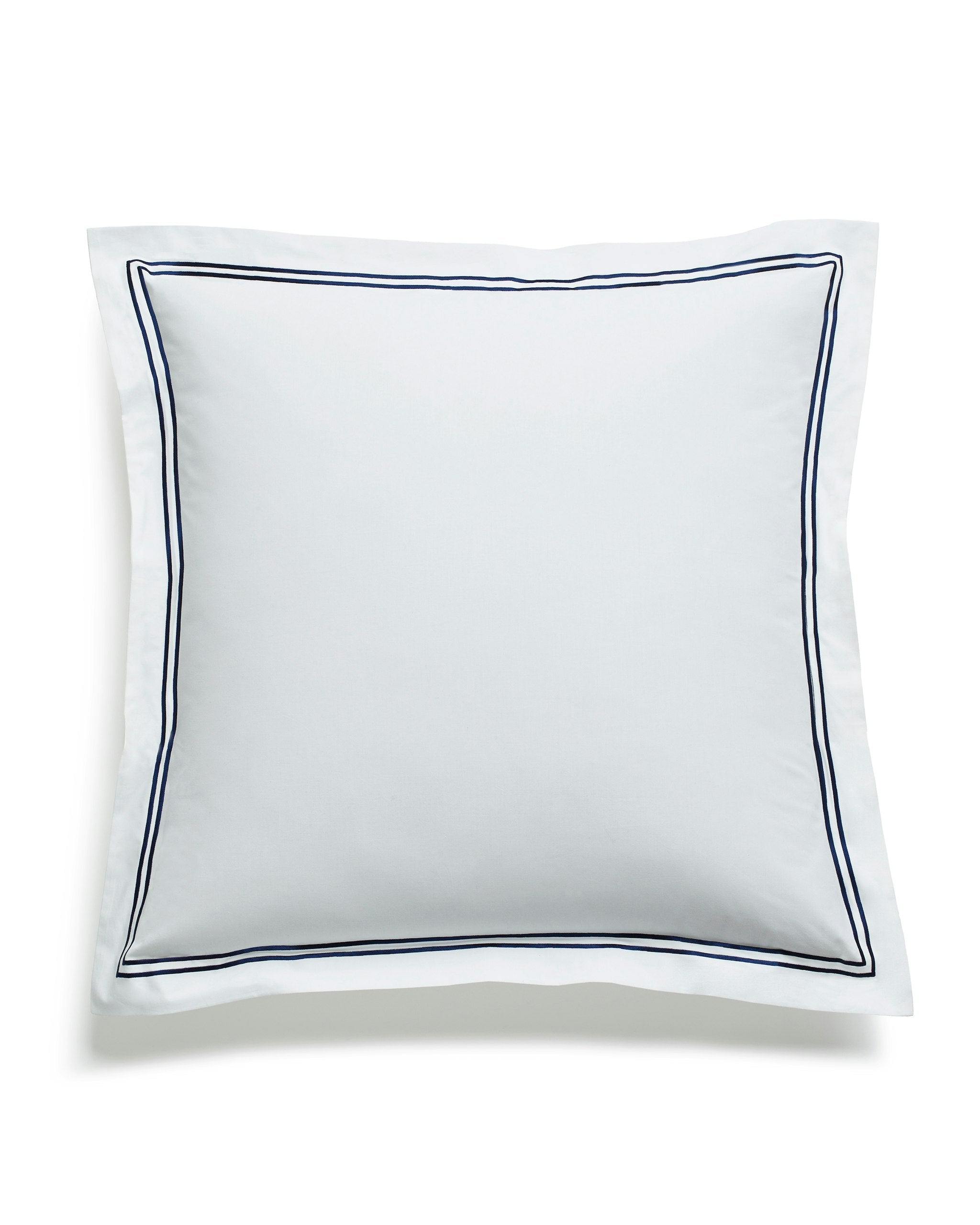 Luxe Premium Cotton Euro Sham in White with Navy Pipin in White with Navy Piping#Color_White with Navy Piping