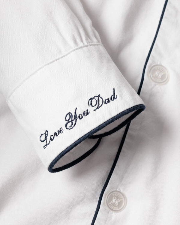 Men's Twill White with Navy Pajama and Love You Dad