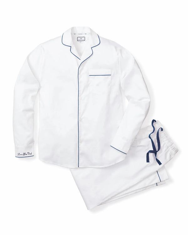 Men's Twill White with Navy Pajama and Love You Dad
