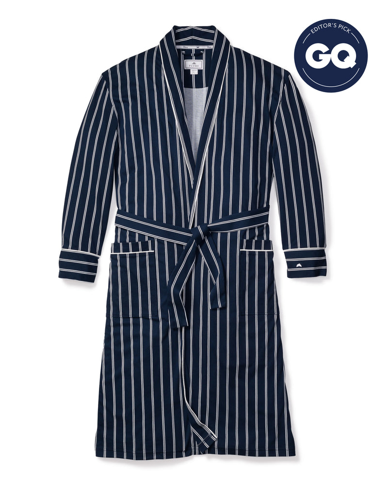 Men's Grant Pinstripe Luxe Pima Cotton Robe