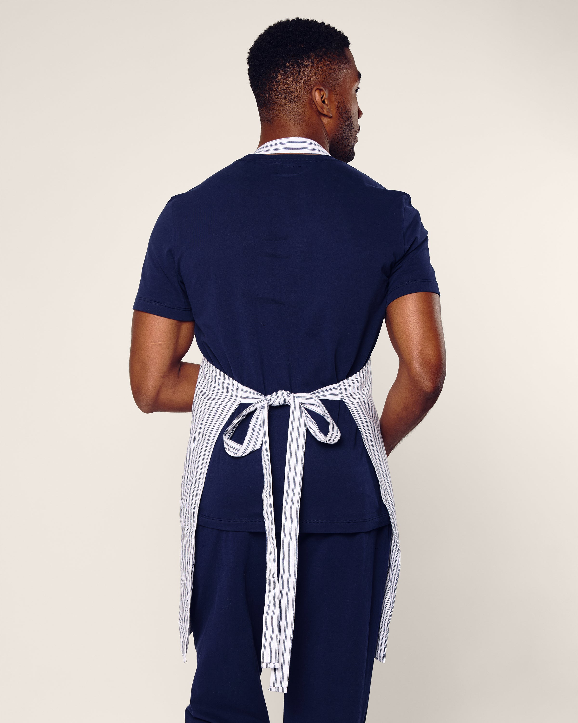 Adult Apron in Navy French Ticking | Petite Plume
