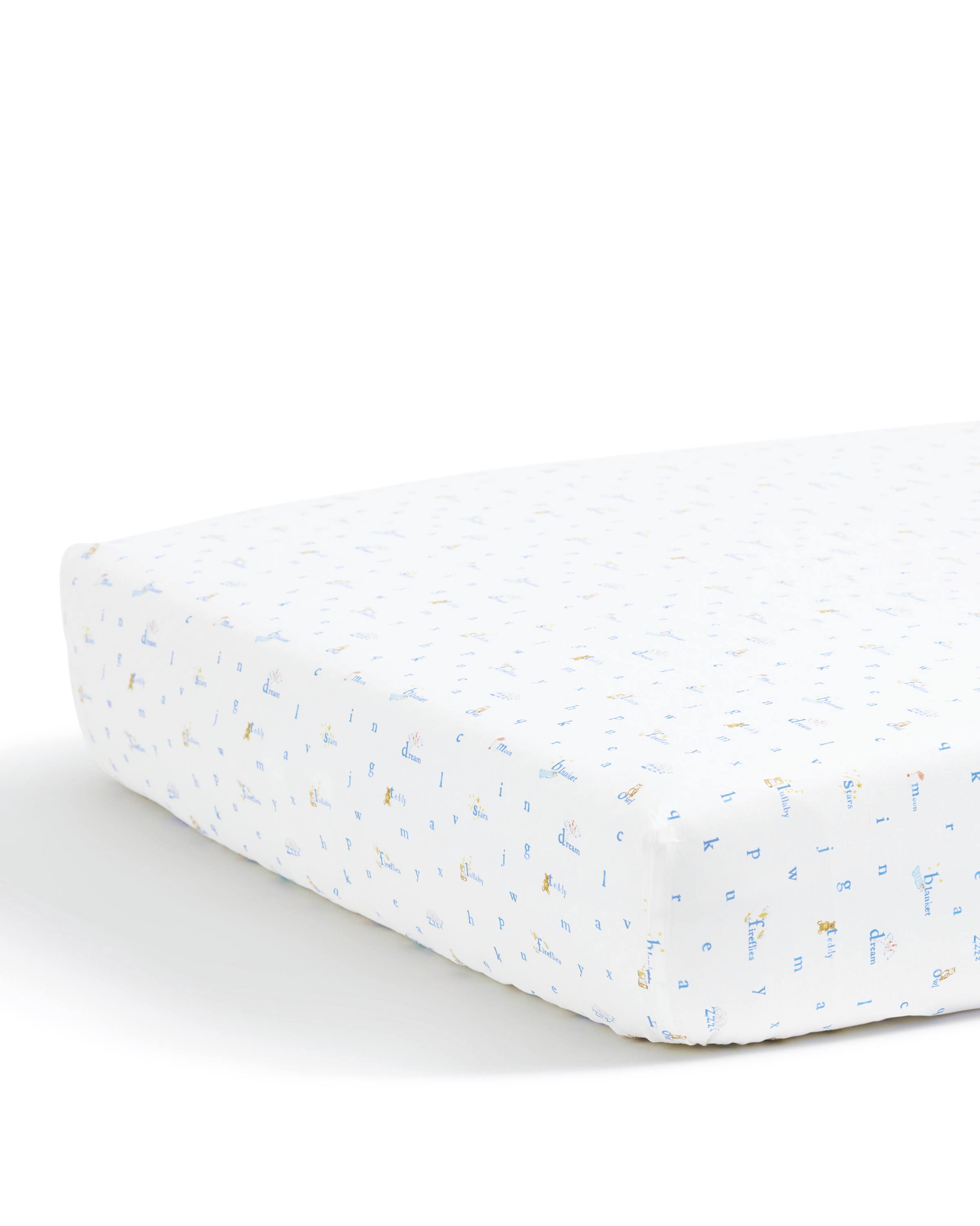 Luxe Premium Percale Crib Sheet in Letters and Lullabies