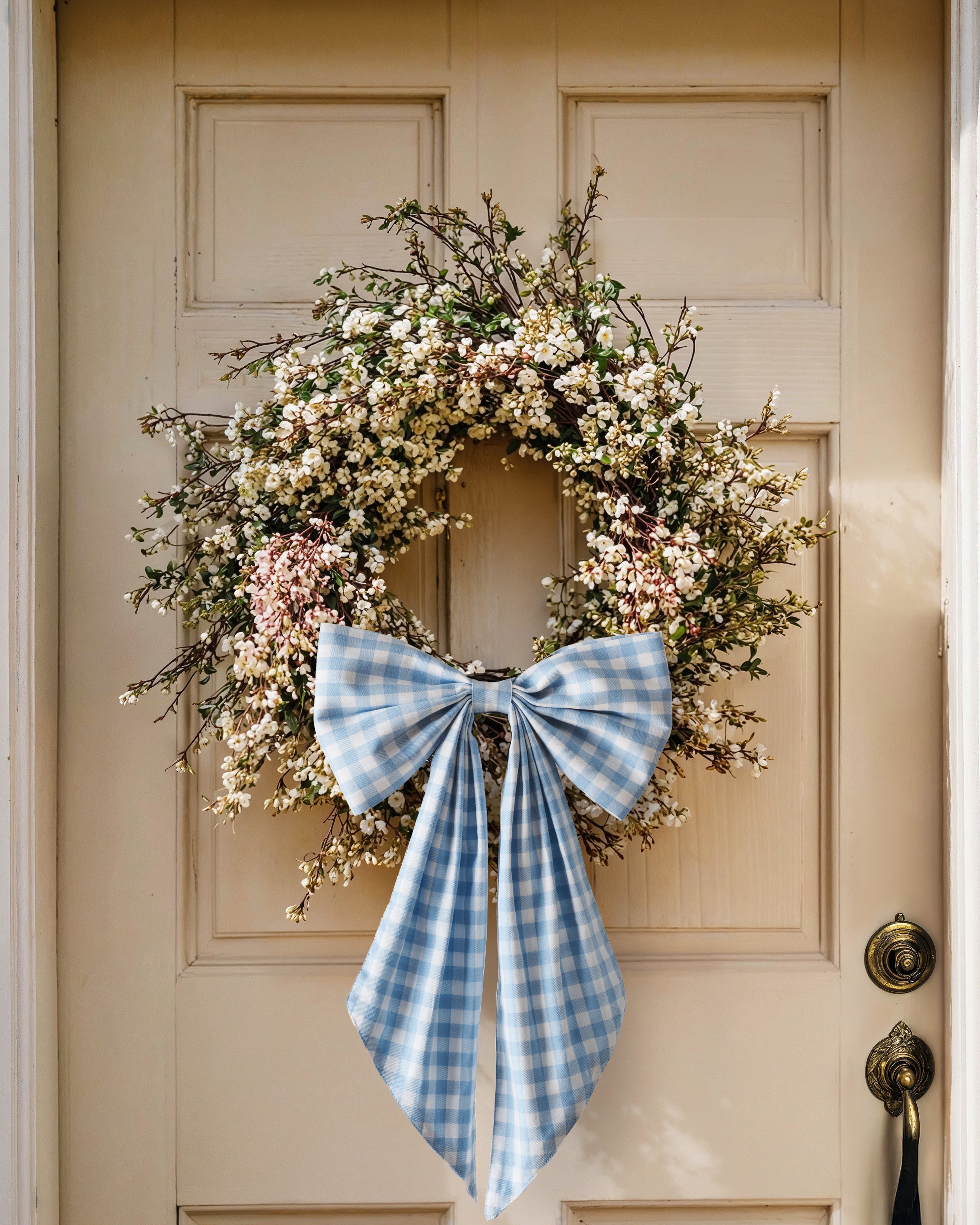Wreath Bow in Light Blue Gingham