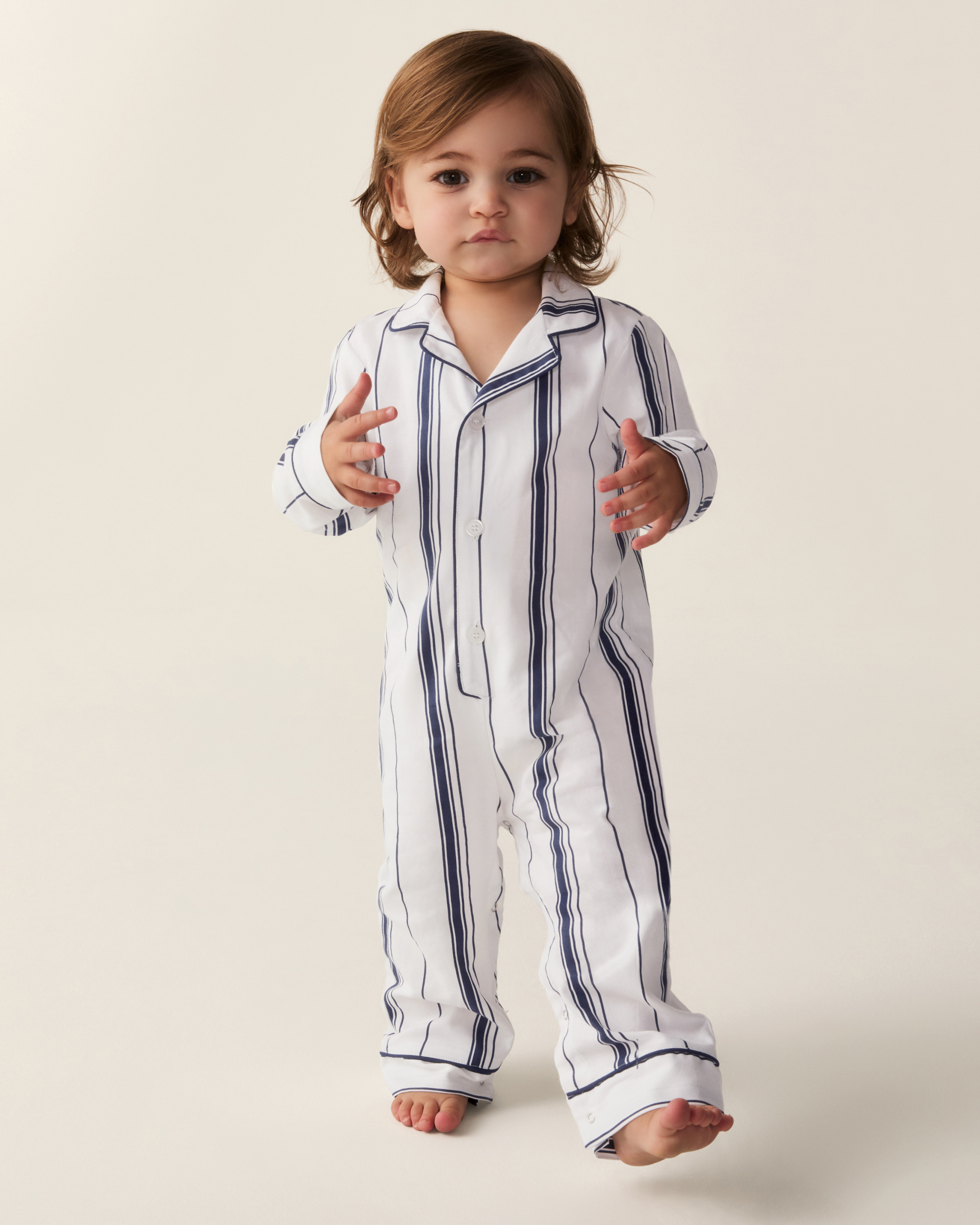 Baby's Twill Classic Romper in Parlor Stripe