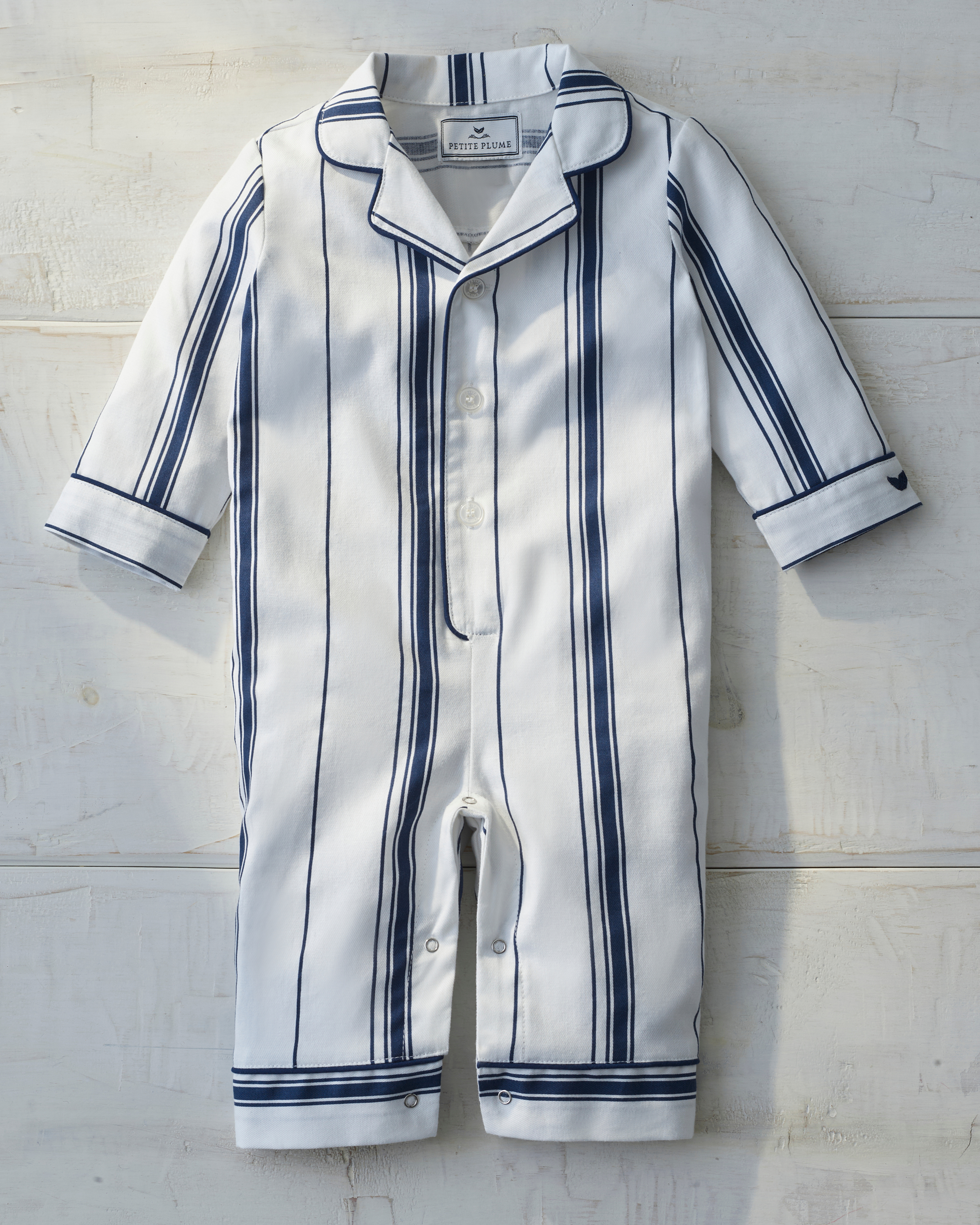 Baby's Twill Classic Romper in Parlor Stripe