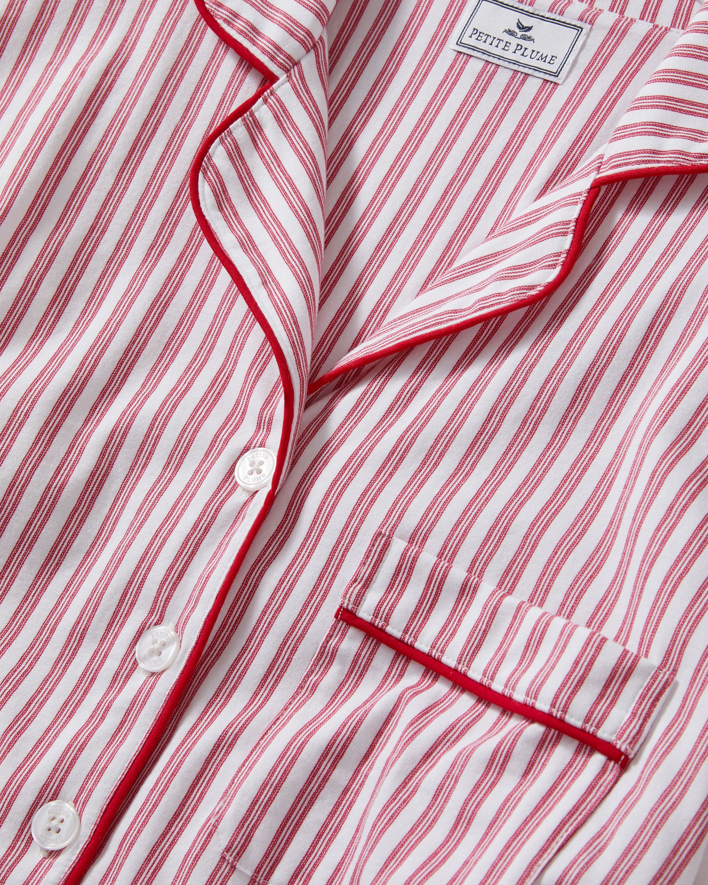 Women's Pima Maternity Nightshirt in Antique Red Ticking