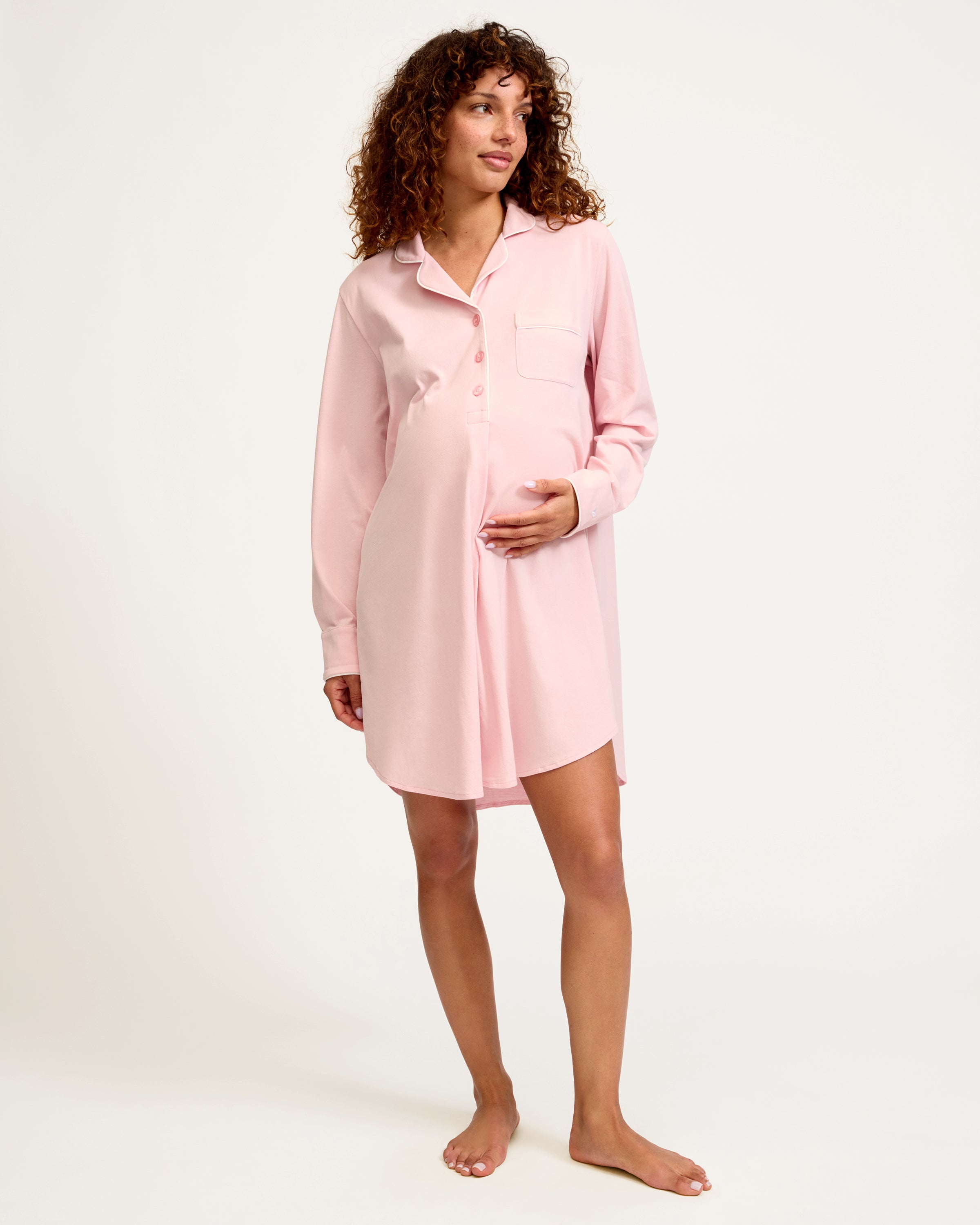 Women's Pima Maternity Nightshirt in Pink