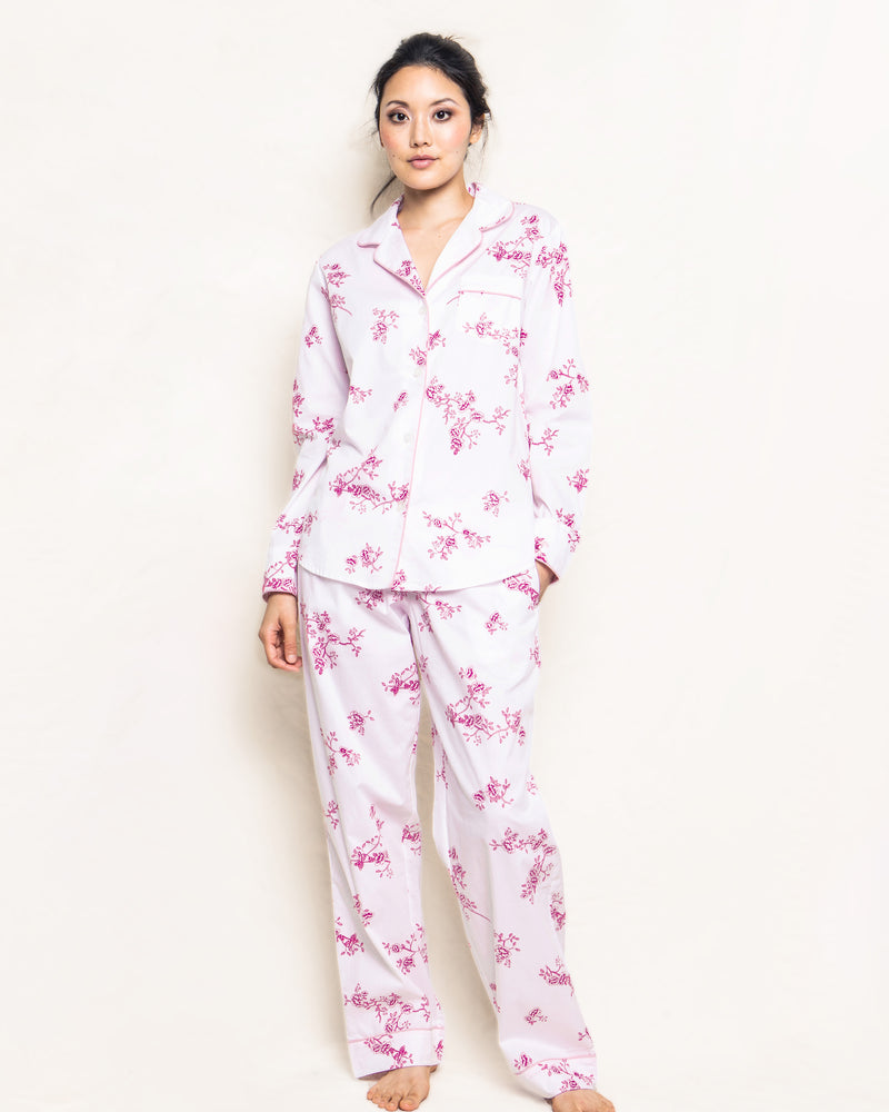 Women's Twill Pajama Set in English Rose Floral