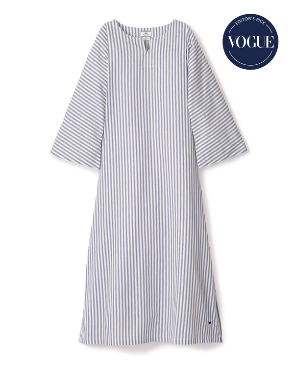 Women's Twill Caftan in Navy French Ticking
