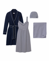 The Hospital Stay Luxe Set - Navy & Navy Stripe