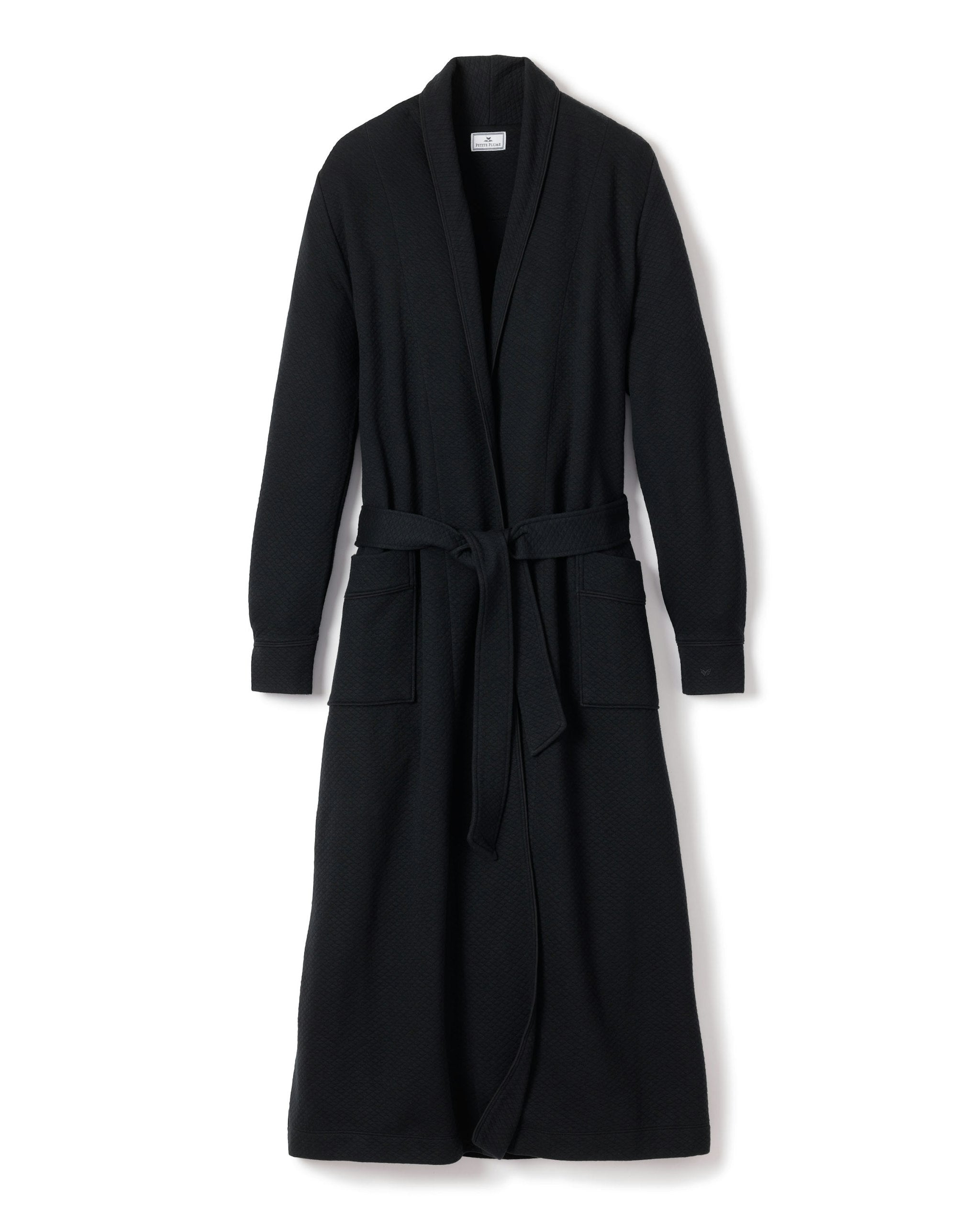 Women's Pima Jacquard Ophelia Robe in White in Black#Color_Black