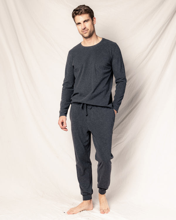 Men's Pima Crew Neck Long Sleeve Top in Dark Heather