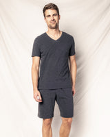 Pima Cotton Men's Dark Heather Grey V-Neck Top