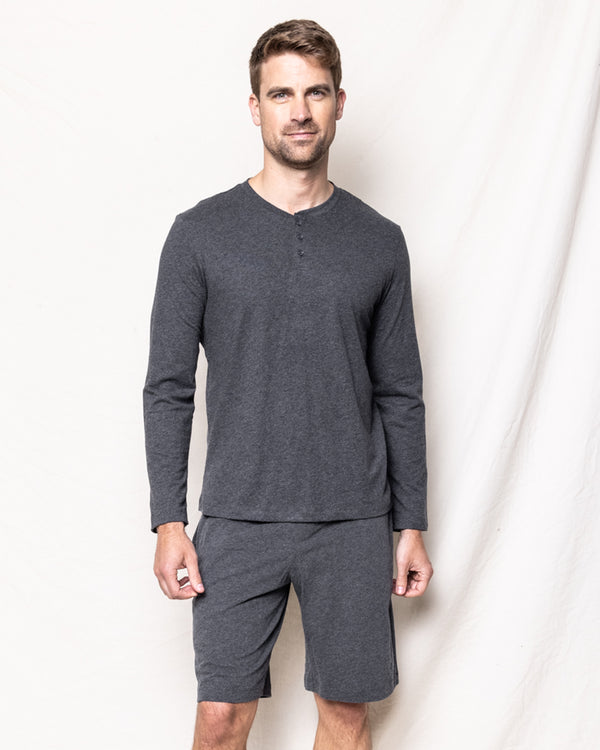 Men's Pima Henley in Dark Heather