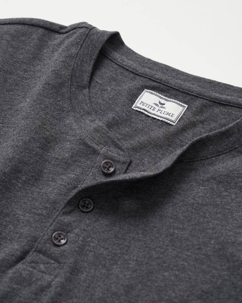 Pima Cotton Men's Dark Charcoal Heather Henley