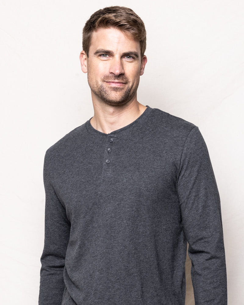 Pima Cotton Men's Dark Charcoal Heather Henley