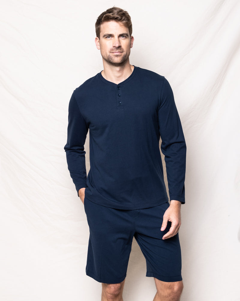 Pima Cotton Men's Navy Henley