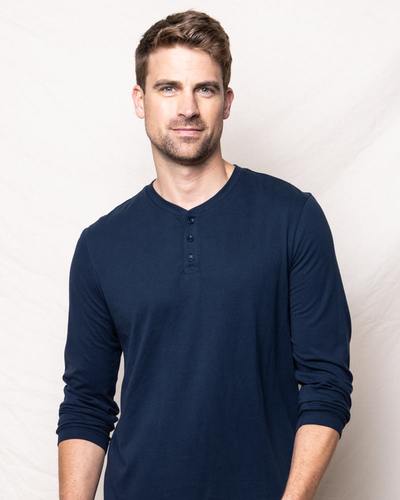 Pima Cotton Men's Navy Henley