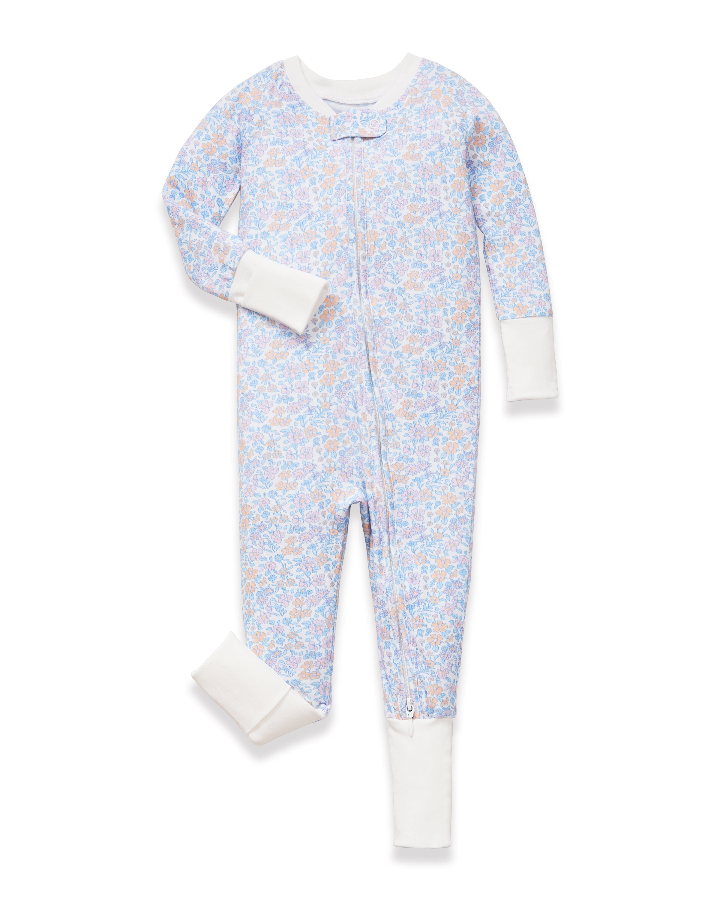 Baby's Pima Peekaboo Romper in Fleur Blanche