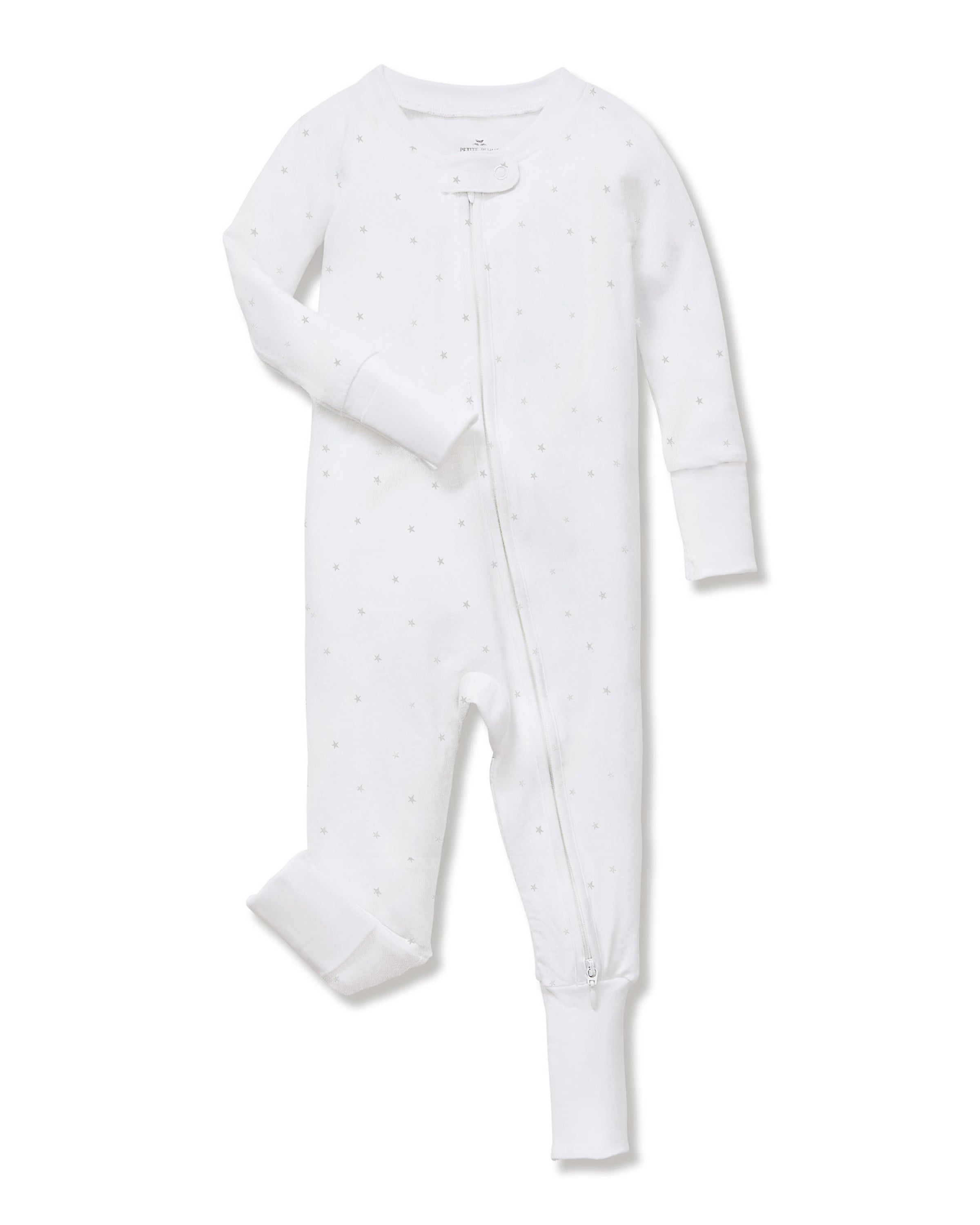 Baby's Pima Peekaboo Romper in Grey Stars