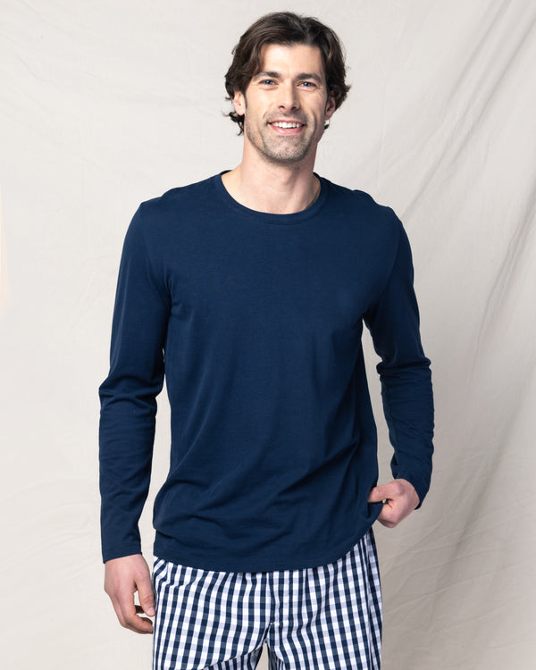 Men's Pima Crew Neck Long Sleeve Top in Navy