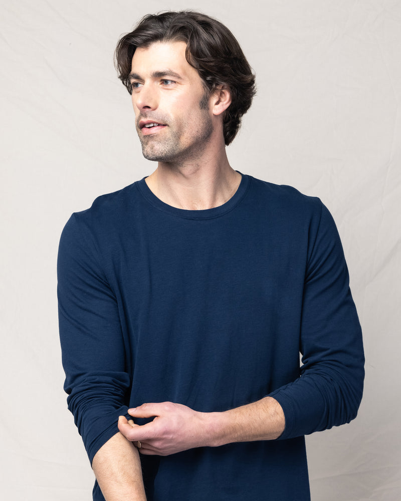 Pima Cotton Men's Navy Crew Neck Top