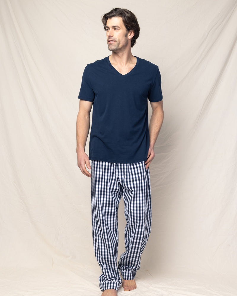 Pima Cotton Men's Navy V-Neck Top