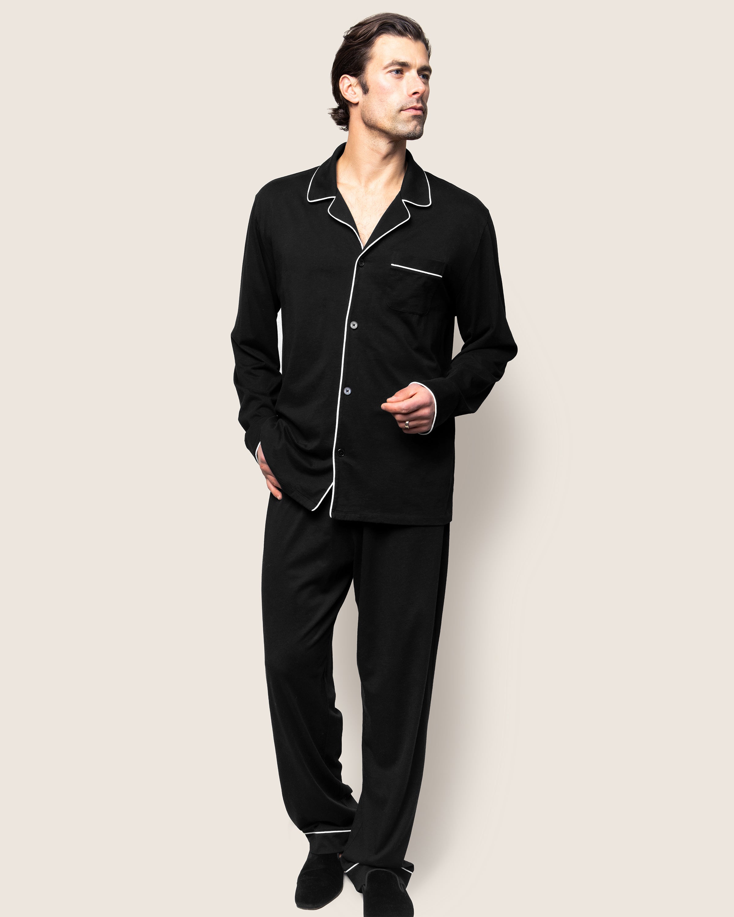 Men's Pima Pajama Set in Navy in Black#Color_Black