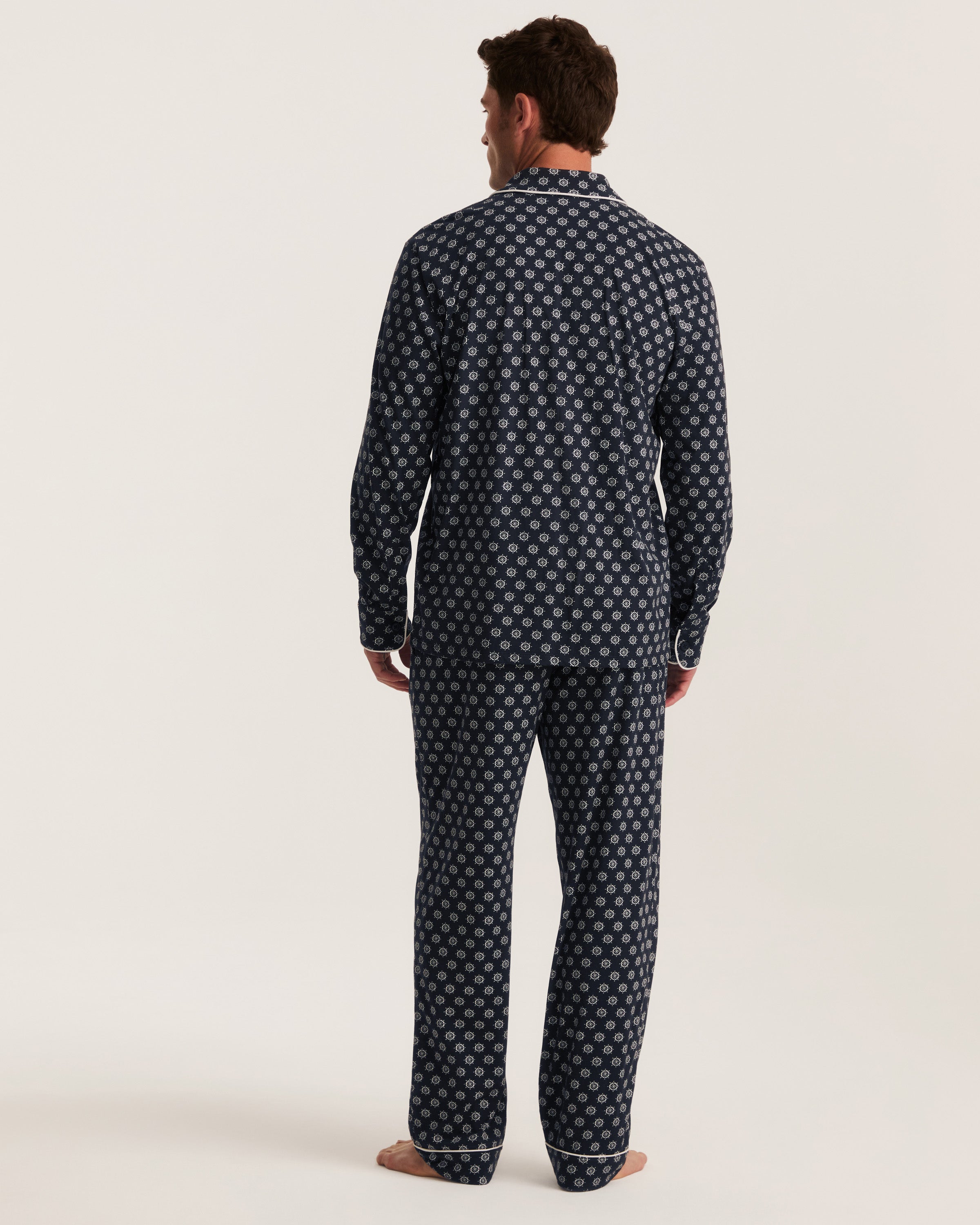 Men's Lightweight Pima Pajama Set in Captain's Compass